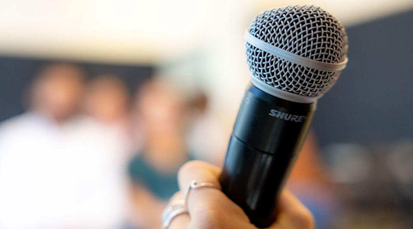 Close up of a microphone