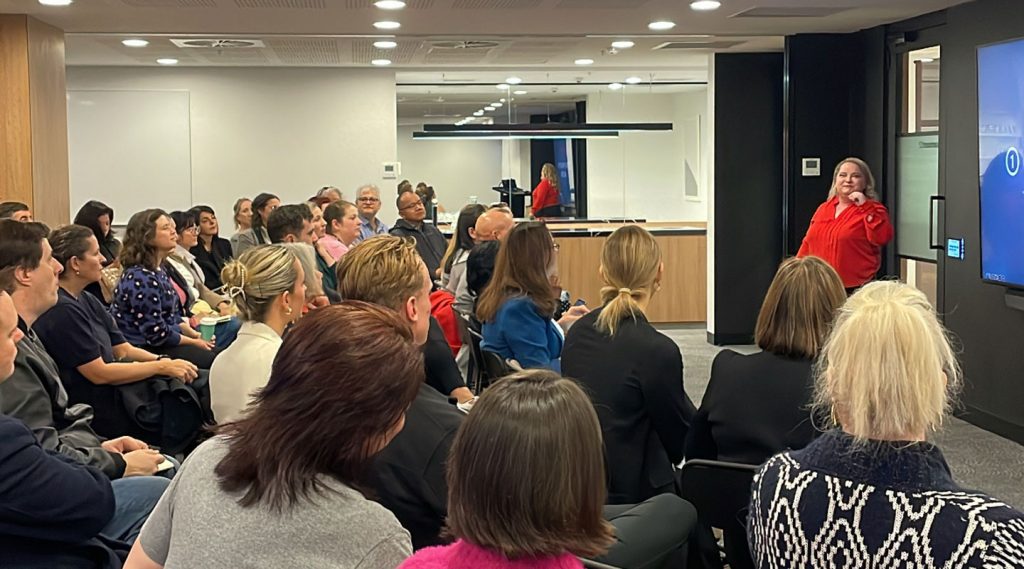 Juanita Wheeler presenting to an audience at the Brisbane Business Hub